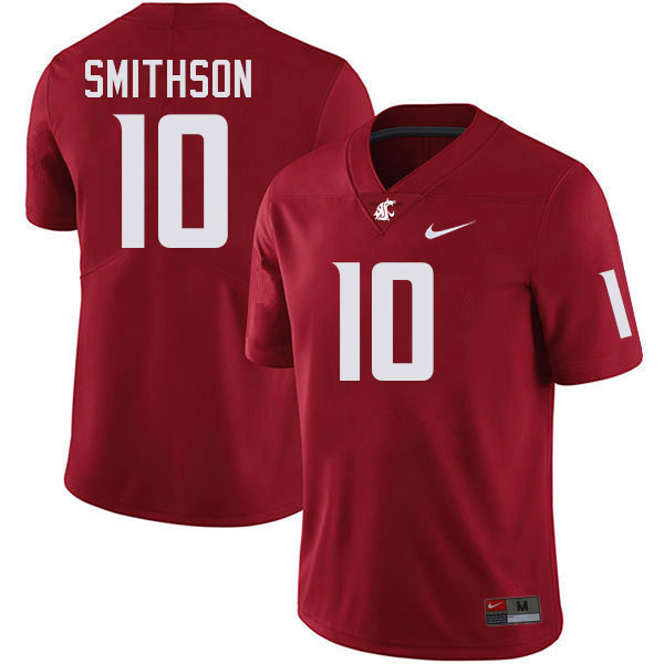 Men #10 Leyton Smithson Washington State Cougars College Football Jerseys Stitched-Crimson